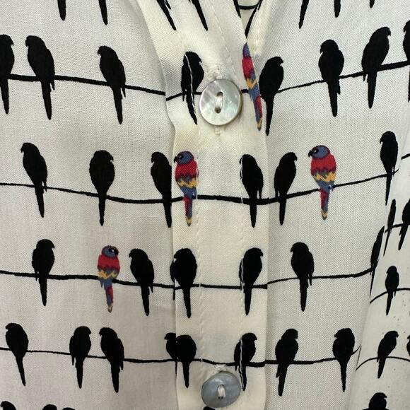 Jane and Delancey Parrot Birds Shirt Top HiLo Soft Roll Tab Womens 1X Novelty - Picture 5 of 8